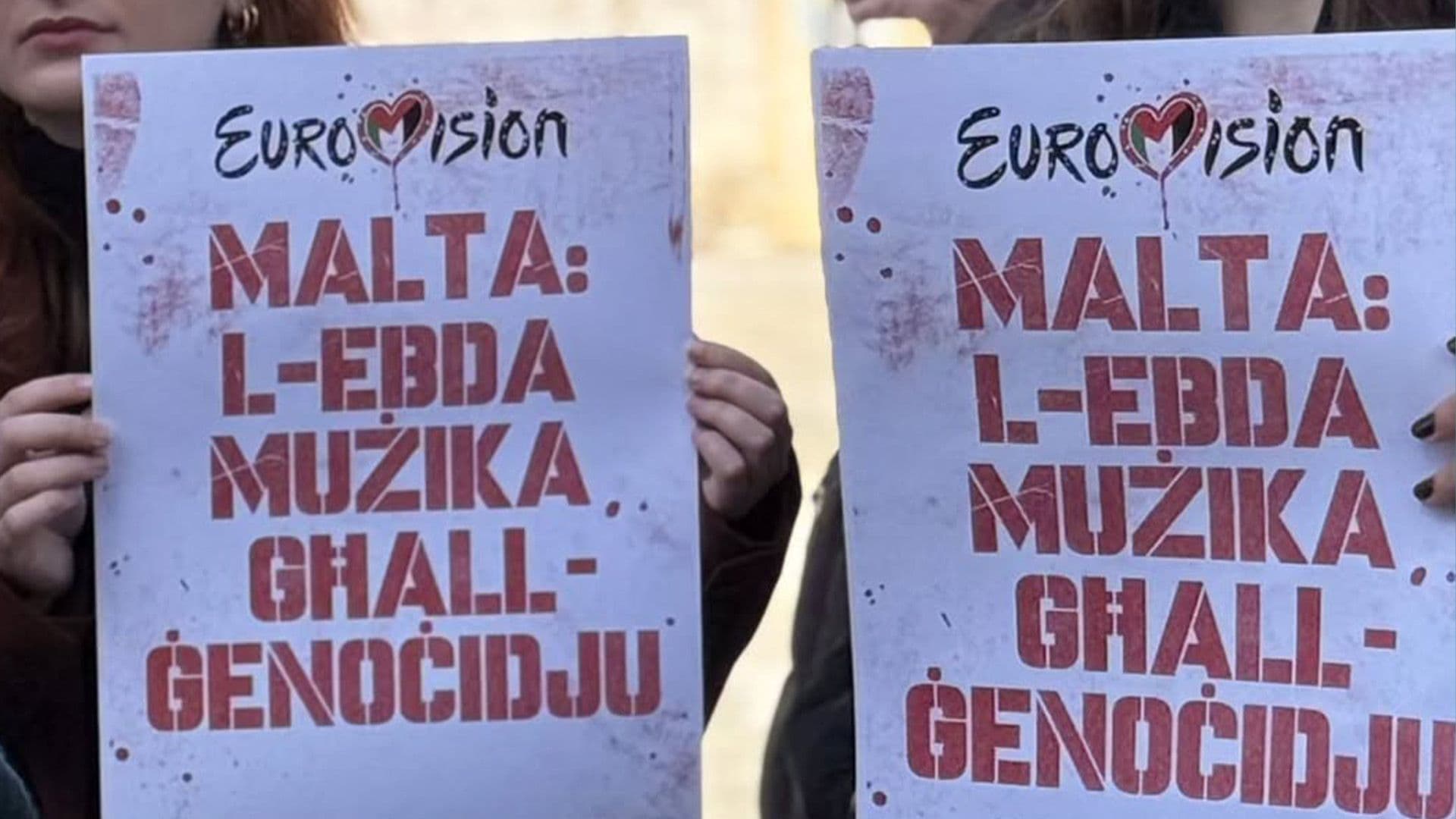 Protest Held Outside TVM Studios Calling for Malta to Quit Eurovision